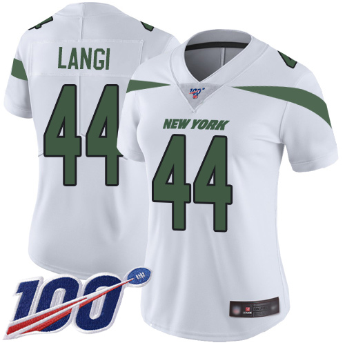 New York Jets Limited White Women Harvey Langi Road Jersey NFL Football #44 100th Season Vapor Untouchable->women nfl jersey->Women Jersey